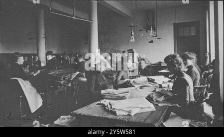 Donne che lavorano nel Bureau of Engraving and Printing di Washington, D.C. USA. 1889-1890 di F.B. Johnston, fotografo Foto Stock