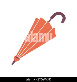 Ombrello ripiegato, grazioso oggetto di stagione disegnato a mano. Illustrazione vettoriale in stile piatto Illustrazione Vettoriale