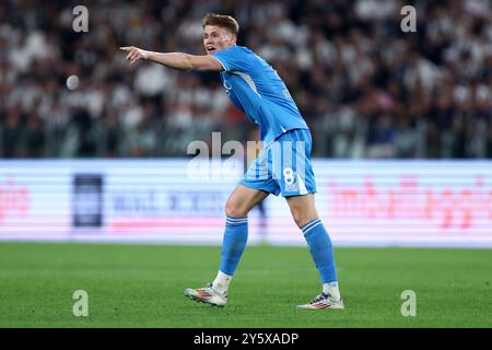 Scott McTominay della SSC Napoli gesti durante la partita di serie A tra Juventus FC e SSC Napoli allo Stadio Allianz il 21 settembre 2024 a Torino. Foto Stock