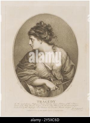 Angelica Kauffmann (Drafstman); Heinrich Sintzenich; John Boydell (editore) / "tragedia". 1782. Stampa a pastello su carta posata. Museo: Museo del Prado, Madrid, España. Foto Stock