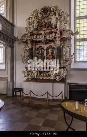 Altare laterale nella chiesa di San Nicola a Kappeln della parrocchia evangelica luterana di San Cristoforo Ostangeln. Kirchstraße, Kappeln, Schleswig-Holstein, Germania Foto Stock