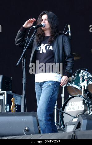 Imola Italia 10/06/2005 : Pia Tuccitto, cantante italiana, durante il concerto dal vivo all'Heineken Jammin Festival 2005, autodromo di Imola Foto Stock