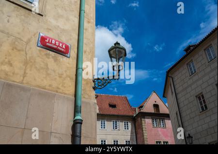 Cartello di via Jirska a Praga Foto Stock