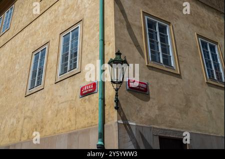 Cartello di via Jirska a Praga Foto Stock