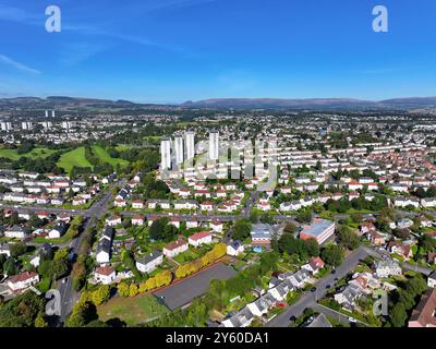 Vista aerea con droni di Knightswood e Scotstounhill Glasgow Foto Stock