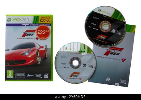 Gioco Xbox 360 - gioco forza Motorsport con dischi e opuscoli di istruzioni rimossi dalla custodia isolata su sfondo bianco Foto Stock