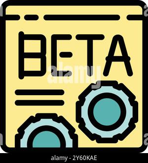 Sviluppo di software per test beta con l'icona della ruota dentata che mostra il nuovo aggiornamento per i programmatori Illustrazione Vettoriale