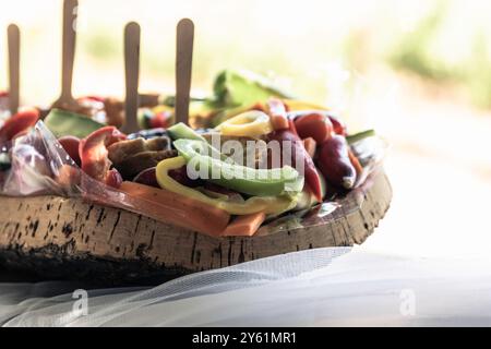 vino d'onore, amuse bouche per un matrimonio, bella presentazione e delizioso Foto Stock