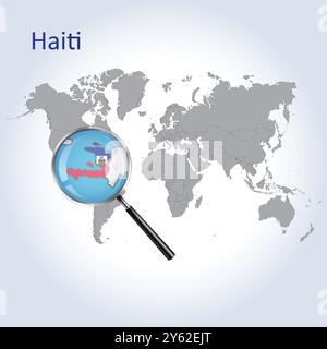 Mappa e bandiera ingrandita di Haiti, mappe di allargamento di Haiti, arte vettoriale Illustrazione Vettoriale