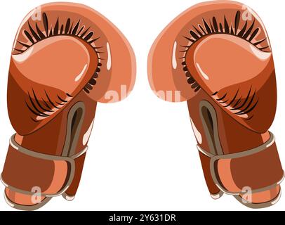 Guanti da boxe isolati su sfondo bianco. Illustrazione vettoriale in stile cartone animato. Illustrazione Vettoriale