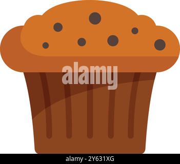 Questa illustrazione vettoriale presenta un muffin con scaglie di cioccolato in una scatola per muffin, perfetto per progetti relativi a cottura, dessert e dolcetti Illustrazione Vettoriale