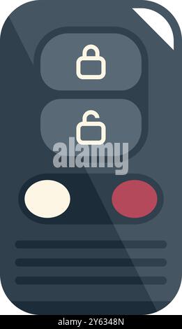 Portachiavi wireless per auto con pulsanti per il bloccaggio e lo sbloccaggio delle portiere, una visione comune ai veicoli moderni Illustrazione Vettoriale