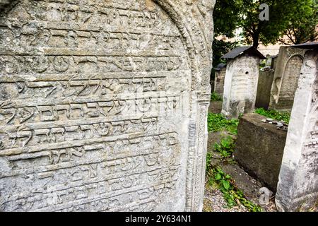 Cimitero di Remuh, XVI secolo, nucleo medievale di Kazimierz, centro storico degli ebrei, Cracovia, Polonia, Europa. Foto Stock