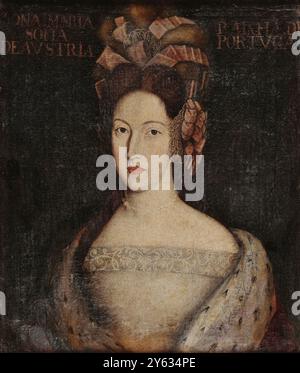 Ritratto di Maria Sofia di Neuburg (1666-1699), regina del Portogallo. Museo: Museu Nacional dos Coches, Lisbona. Autore: Antonio Oliveira de Louredo. Foto Stock