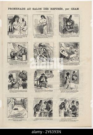 Promenade au Salon des Refusés. Le Charivari, 08-06-1873. Museo: COLLEZIONE PRIVATA. Autore: Cham (Amédée Charles de Noé). Foto Stock