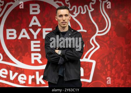 Leverkusen, 27/04/2024. Intervista ad Alejandro Grimaldo, difensore del Bayer Leverkusen. Foto: Matías Nieto. ARCHDC. Crediti: Album / Archivo ABC / Matías Nieto Koenig Foto Stock