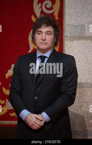Madrid, 21/06/2024. Il presidente argentino, Javier Milei, riceve la Medaglia internazionale della Comunità di Madrid dal presidente Isabel Díaz Ayuso. Foto: Ángel de Antonio. ARCHDC. Crediti: Album / Archivo ABC / Ángel de Antonio Foto Stock