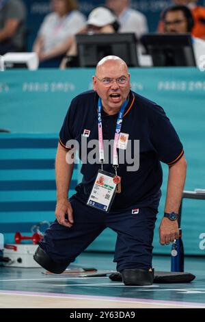 L’allenatore olandese Gertjan van der Linden durante la partita di medaglia d’oro della pallacanestro femminile in sedia a rotelle tra Stati Uniti e Paesi Bassi i Foto Stock