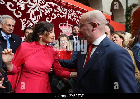 Madrid, 12/04/2023. il presidente della Comunità di Madrid, Isabel Díaz Ayuso, presiede gli eventi commemorativi del 45° anniversario della Costituzione spagnola presso la Real Casa de Correos, sede del presidente del governo regionale. Foto: Jaime García. ARCHDC. Crediti: Album / Archivo ABC / Jaime García Foto Stock