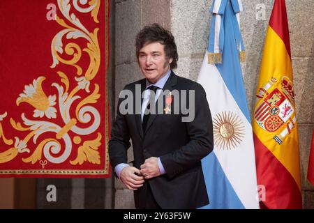 Madrid, 21/06/2024. Il presidente argentino, Javier Milei, riceve la Medaglia internazionale della Comunità di Madrid dal presidente Isabel Díaz Ayuso. Foto: Ángel de Antonio. ARCHDC. Crediti: Album / Archivo ABC / Ángel de Antonio Foto Stock