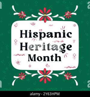 Banner natalizio Hispanic Heritage Month con design floreale, Vector Illustrazione Vettoriale