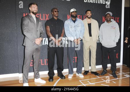 23 settembre 2024 circa. Anthony Edwards, Jimmy Butler, Domantas Sabonis, LeBron James, Jayson Tatum agli arrivi per INIZIARE 5 Premiere, The Egyptian Theatre Hollywood, Los Angeles, CA, 23 settembre 2024. Crediti: Elizabeth Goodenough/Everett Collection/Alamy Live News Foto Stock