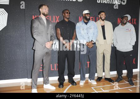 23 settembre 2024 circa. Anthony Edwards, Jimmy Butler, Domantas Sabonis, LeBron James, Jayson Tatum agli arrivi per INIZIARE 5 Premiere, The Egyptian Theatre Hollywood, Los Angeles, CA, 23 settembre 2024. Crediti: Elizabeth Goodenough/Everett Collection/Alamy Live News Foto Stock