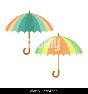 Protezione ombrello colorato da Rain Vector. Ombrello aperto colorato. Accessori per ombrelli. Illustrazione Vettoriale