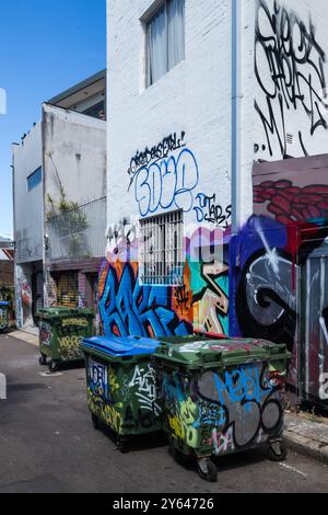 Foto generali di Newtown, Sydney che mostrano murales di Street art, Sydney. Foto Stock