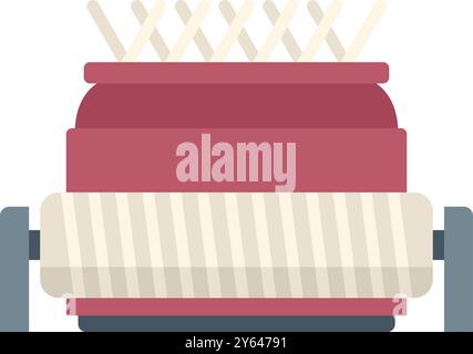 Filetto di lavorazione per macchine per maglieria per realizzare abiti caldi in stile piatto Illustrazione Vettoriale