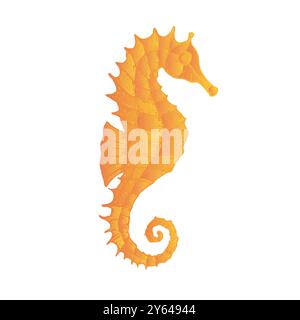 Cavalluccio marino vettoriale. Arte in linea dipinta a mano. Grafica clip art tropicale isolata sullo sfondo. Illustrazione sott'acqua. Per designer, inviti Illustrazione Vettoriale