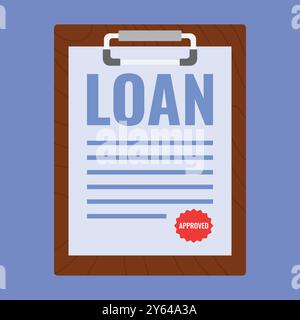 Vettore icona contratto di prestito. illustrazione del modulo del debito di prestito. icona carta in prestito a bordo. Illustrazione Vettoriale