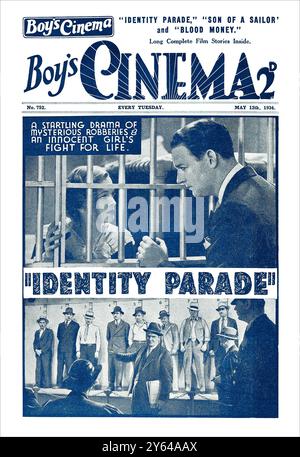 Rivista vintage 1934 davanti al Boy's Cinema, con Identity Parade con William Gargan e Marian Nixon. Foto Stock