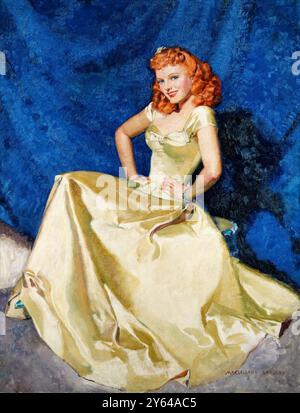 Dame Anna Neagle (Florence Marjorie Wilcox, nata Robertson, 1904-1986), attrice teatrale e cinematografica inglese, cantante e ballerina, ritratti ad olio su tela di McClelland Barclay, 1940 Foto Stock