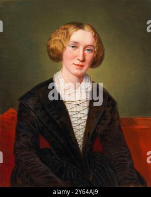 George Eliot (nato Mary Ann Evans, 1819-1880), romanziere e poeta inglese, ritratto a olio su tela di Francesco D'Albert Durade, 1850-1886 Foto Stock