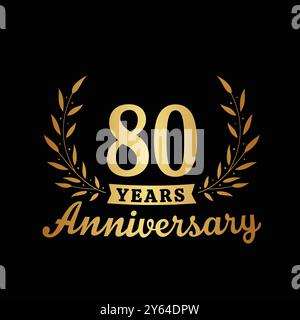 Modello di design del logo per festeggiare i 80 anni. logotipo celebrazioni per il 80° anniversario. Vettore e illustrazioni Illustrazione Vettoriale