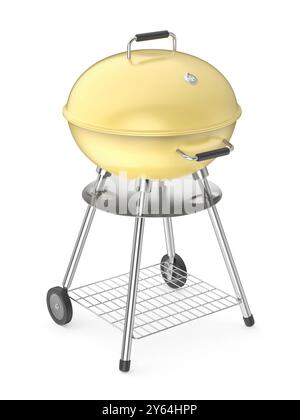 Griglia a carbone per bollitore su sfondo bianco Foto Stock