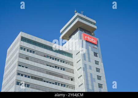 RBB, Hochhaus, Sendezentrum, Rundfunk Berlin Brandenburg, Masurenallee, Charlottenburg, Berlino, Germania Foto Stock