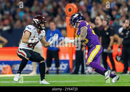 Gelsenkirchen, Germania. 22 settembre 2024. Firo : 22/09/2024, American Football, ELF, European League of Football, Championship Game 2024, Rhein Fire vs Vienna Vikings - credito: dpa/Alamy Live News Foto Stock