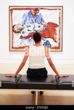 Lavoro dell'artista candidata Claudette Johnson durante la stampa per il Turner Prize 2024 alla Tate Britain, Londra. Data foto: Martedì 24 settembre 2024. Foto Stock