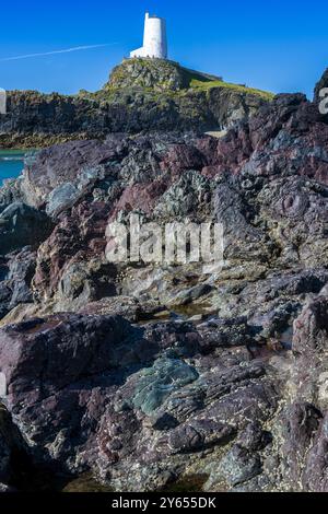 Isola di Llanddwyn. Isola di Llanddwyn. Faro Goleudy Tŵr Mawr. Foto Stock