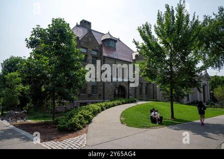 Vista del campus della Brown University, College Hill Neighborhood di Providence, Rhode Island, Stati Uniti. Foto Stock