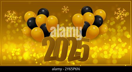 Illustrazione vettoriale del modello di feed dei social media happy New Year 2025 Illustrazione Vettoriale