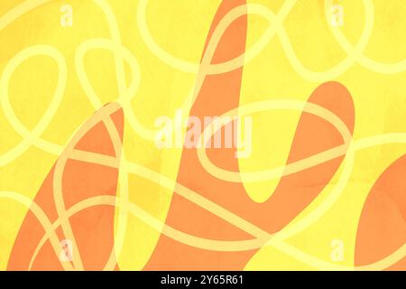 Un'illustrazione dal design minimalista astratto con forme sovrapposte nelle tonalità del giallo e dell'arancione. Foto Stock