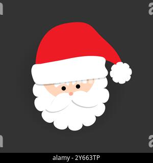 Grazioso Babbo Natale faccia etichetta adesiva Illustrazione Vettoriale