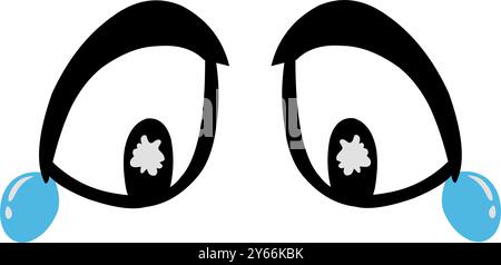 Design cartoni animati a occhi tristi. Perfetto per adesivi, icone, loghi e tatuaggi Illustrazione Vettoriale