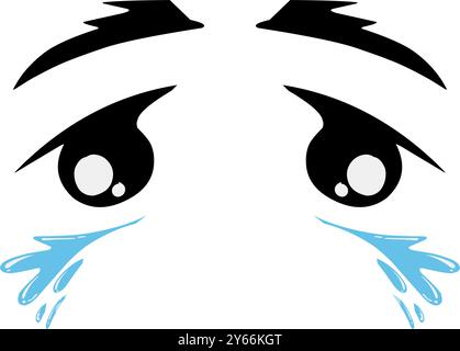 Design cartoni animati a occhi tristi. Perfetto per adesivi, icone, loghi e tatuaggi Illustrazione Vettoriale