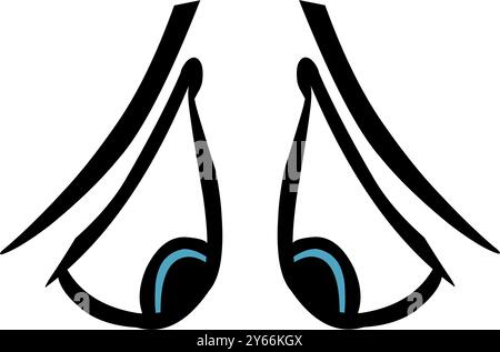 Design cartoni animati a occhi tristi. Perfetto per adesivi, icone, loghi e tatuaggi Illustrazione Vettoriale