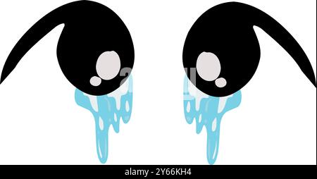Design cartoni animati a occhi tristi. Perfetto per adesivi, icone, loghi e tatuaggi Illustrazione Vettoriale