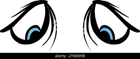 Design cartoni animati a occhi tristi. Perfetto per adesivi, icone, loghi e tatuaggi Illustrazione Vettoriale